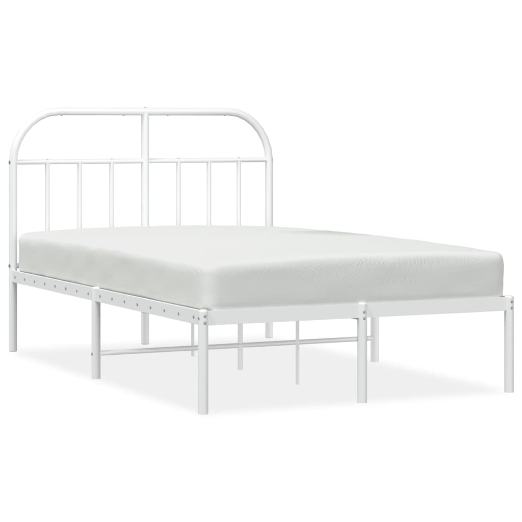 Bedframe Metaal 135 x 190 cm Wit met hoofdbord