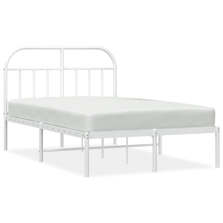 Bedframe Metaal 135 x 190 cm Wit met hoofdbord