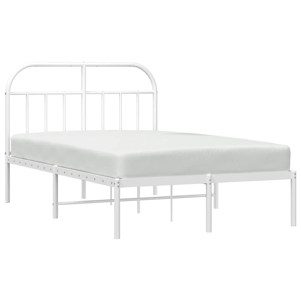 Bedframe Metaal 135 x 190 cm Wit met hoofdbord