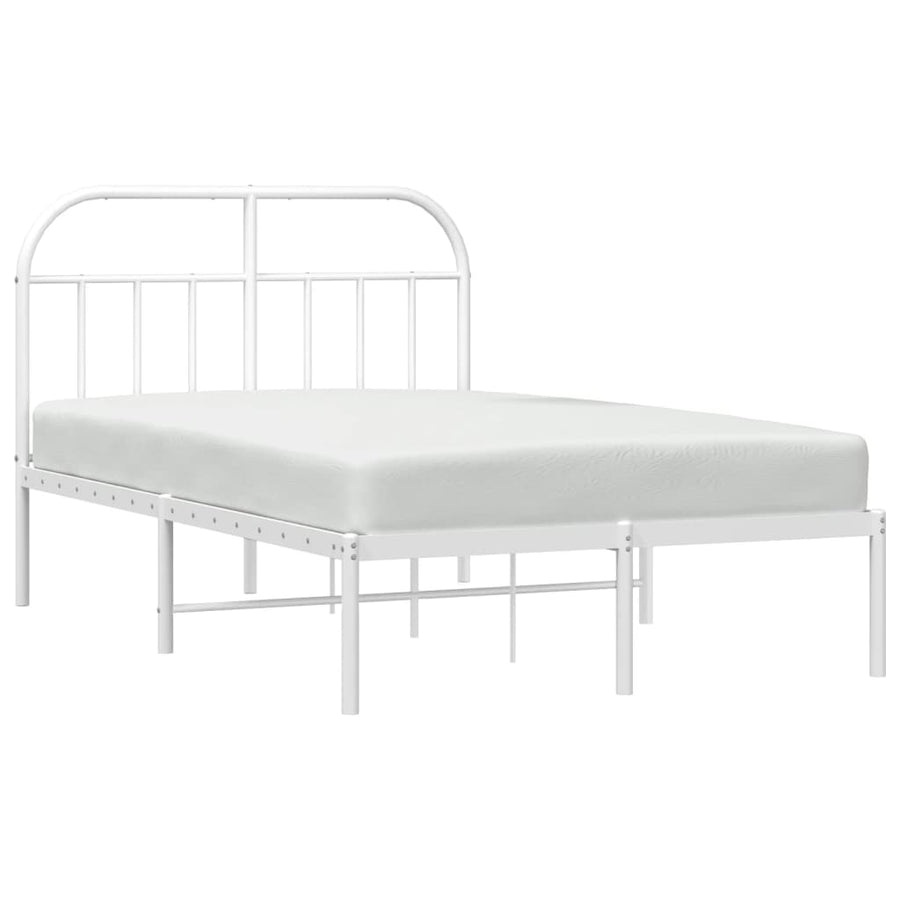 Bedframe Metaal 135 x 190 cm Wit met hoofdbord