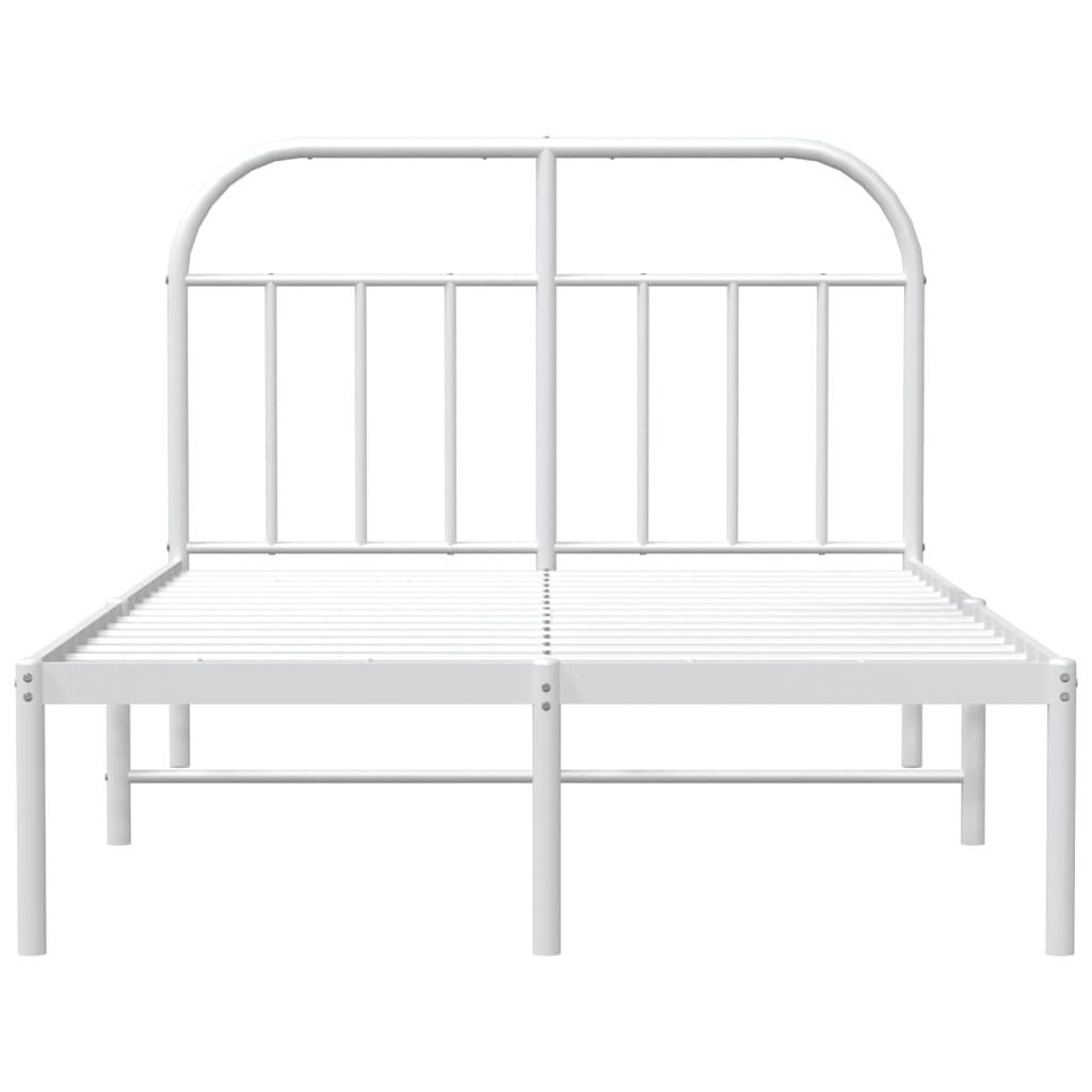 Bedframe Metaal 135 x 190 cm Wit met hoofdbord
