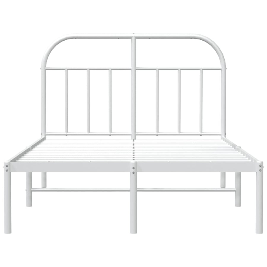 Bedframe Metaal 135 x 190 cm Wit met hoofdbord