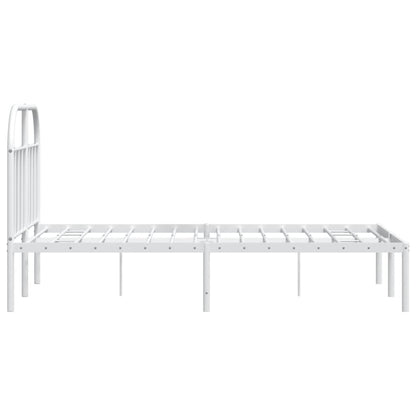 Bedframe Metaal 135 x 190 cm Wit met hoofdbord