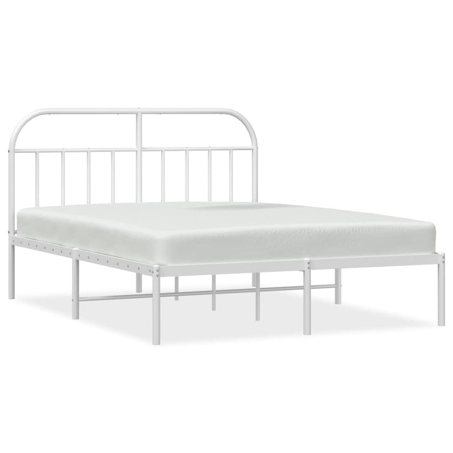 Bedframe Metaal 140 x 190 cm Wit met hoofdbord