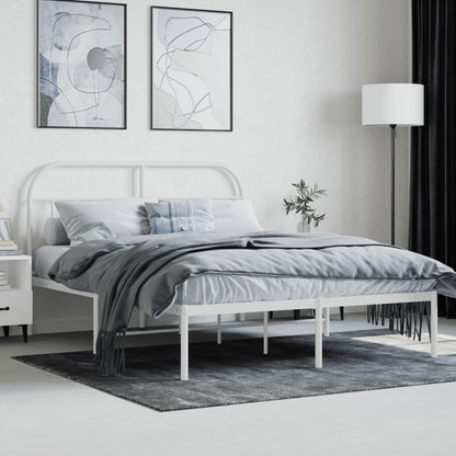 Bedframe Metaal 140 x 190 cm Wit met hoofdbord