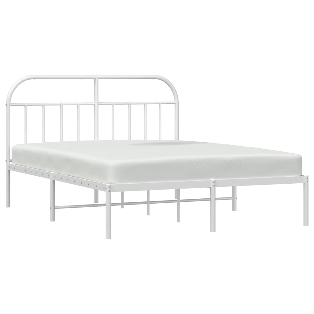 Bedframe Metaal 140 x 190 cm Wit met hoofdbord