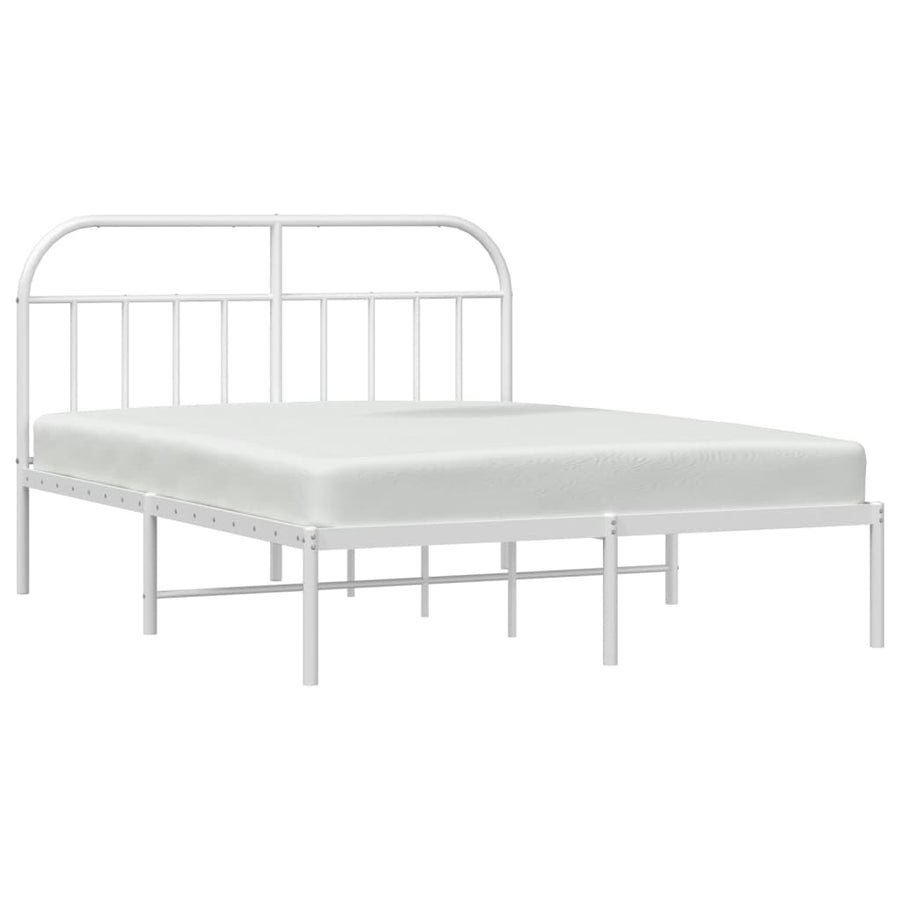 Bedframe Metaal 140 x 190 cm Wit met hoofdbord