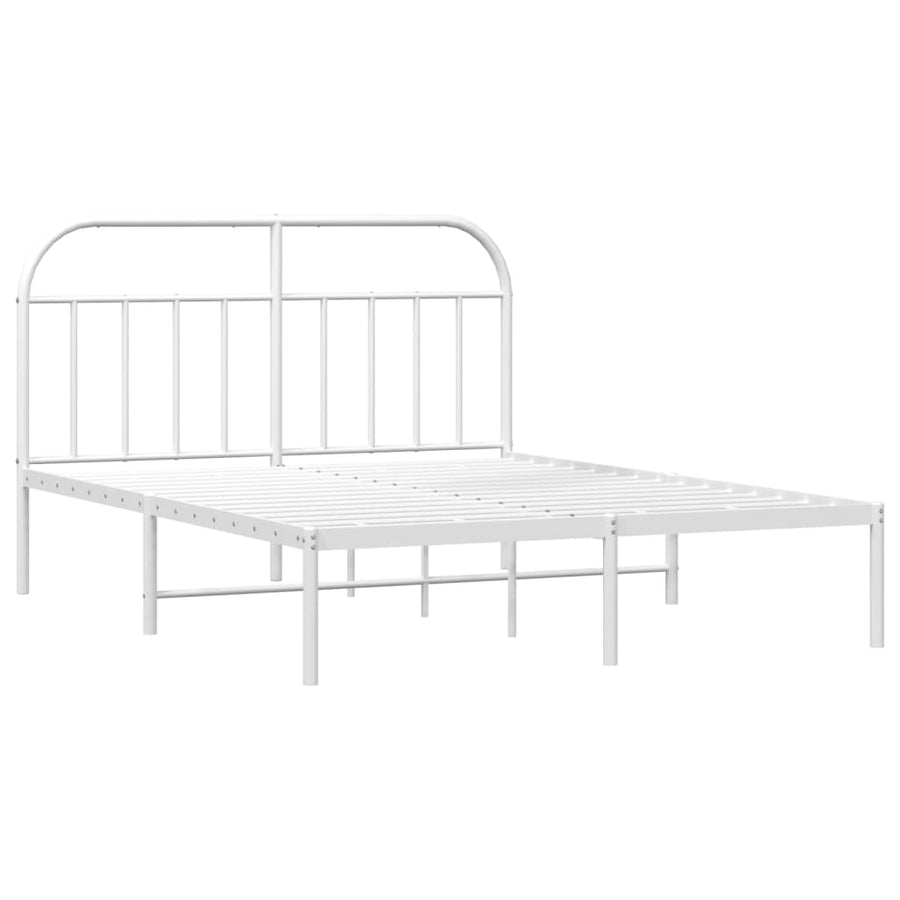 Bedframe Metaal 140 x 190 cm Wit met hoofdbord
