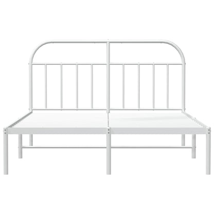 Bedframe Metaal 140 x 190 cm Wit met hoofdbord