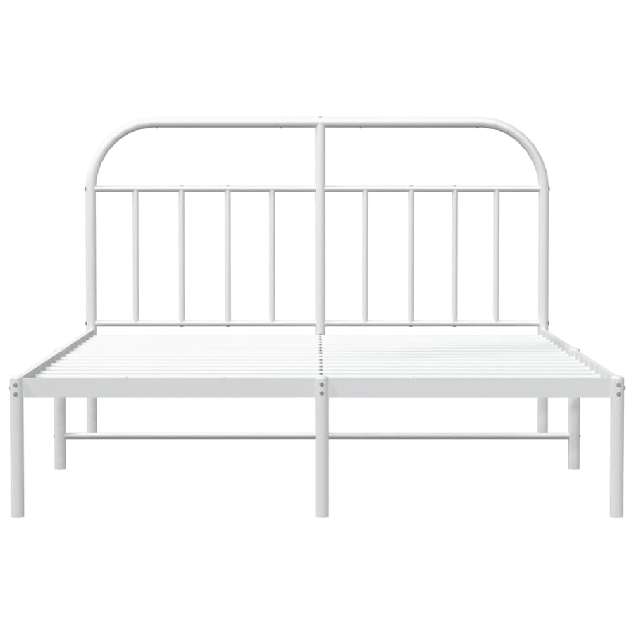 Bedframe Metaal 140 x 190 cm Wit met hoofdbord