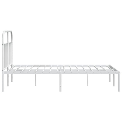 Bedframe Metaal 140 x 190 cm Wit met hoofdbord