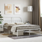 Bedframe metaal wit 140x190 cm met hoofdbord