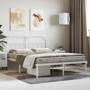 Bedframe metaal wit 140x190 cm met hoofdbord