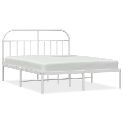 Bedframe Metaal 140 x 200 cm Wit met hoofdbord