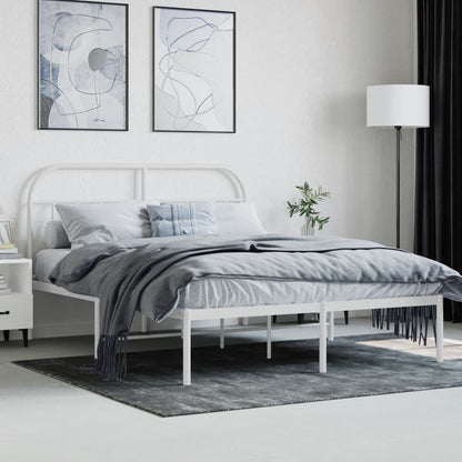 Bedframe Metaal 140 x 200 cm Wit met hoofdbord