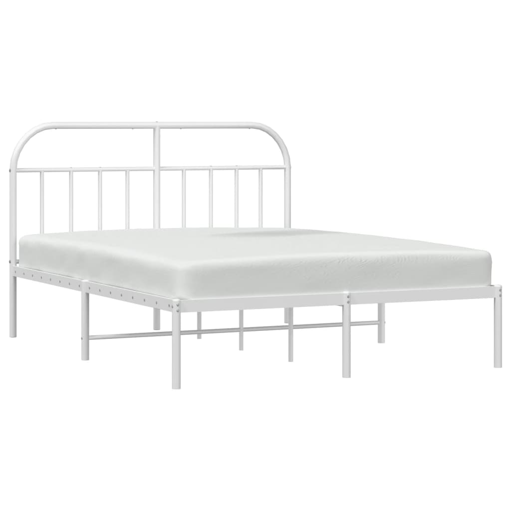 Bedframe Metaal 140 x 200 cm Wit met hoofdbord