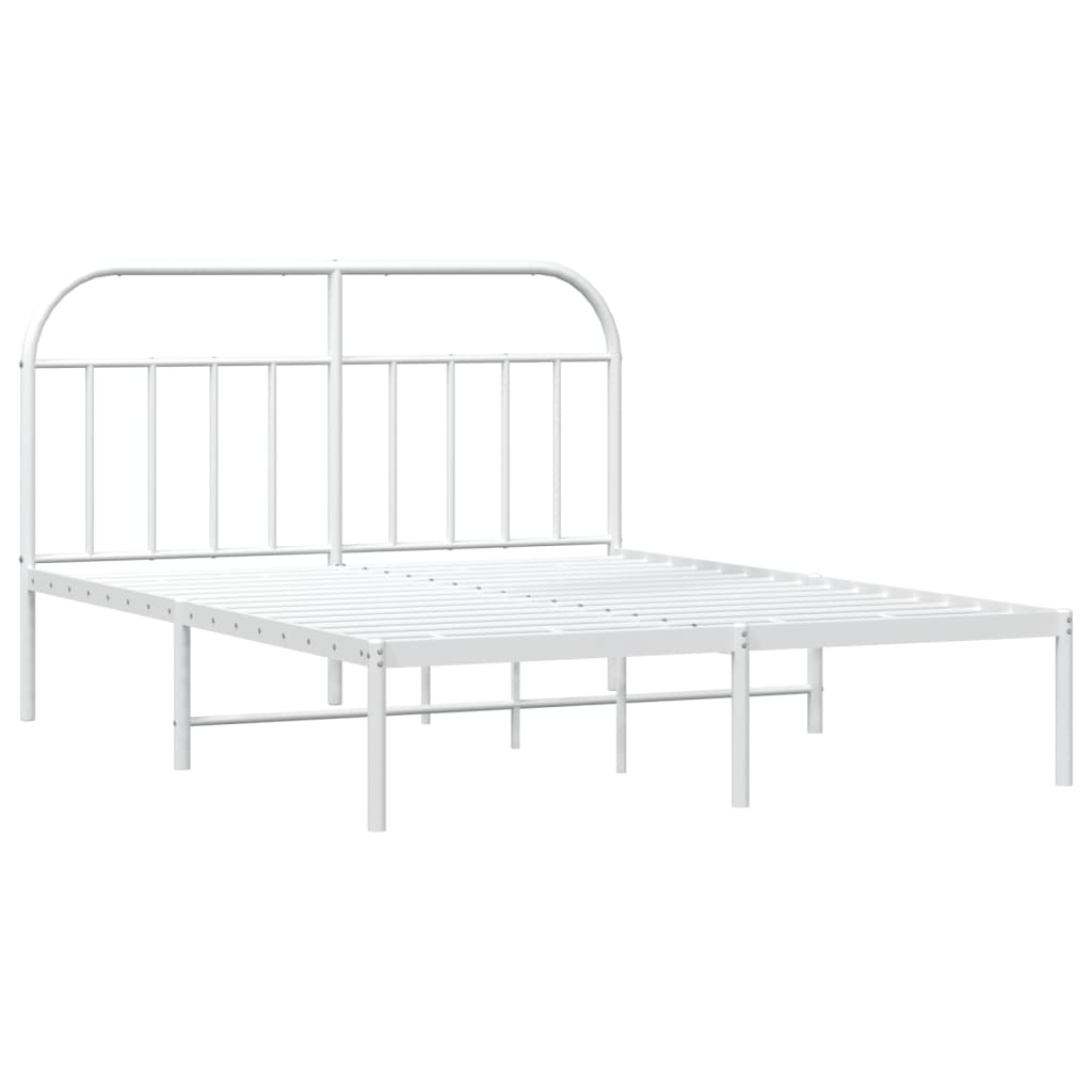 Bedframe Metaal 140 x 200 cm Wit met hoofdbord