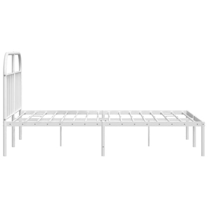 Bedframe Metaal 140 x 200 cm Wit met hoofdbord