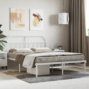 Bedframe metaal wit 140x200 cm hoofdbord