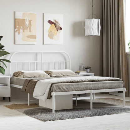 Bedframe Metaal 140 x 200 cm Wit met hoofdbord