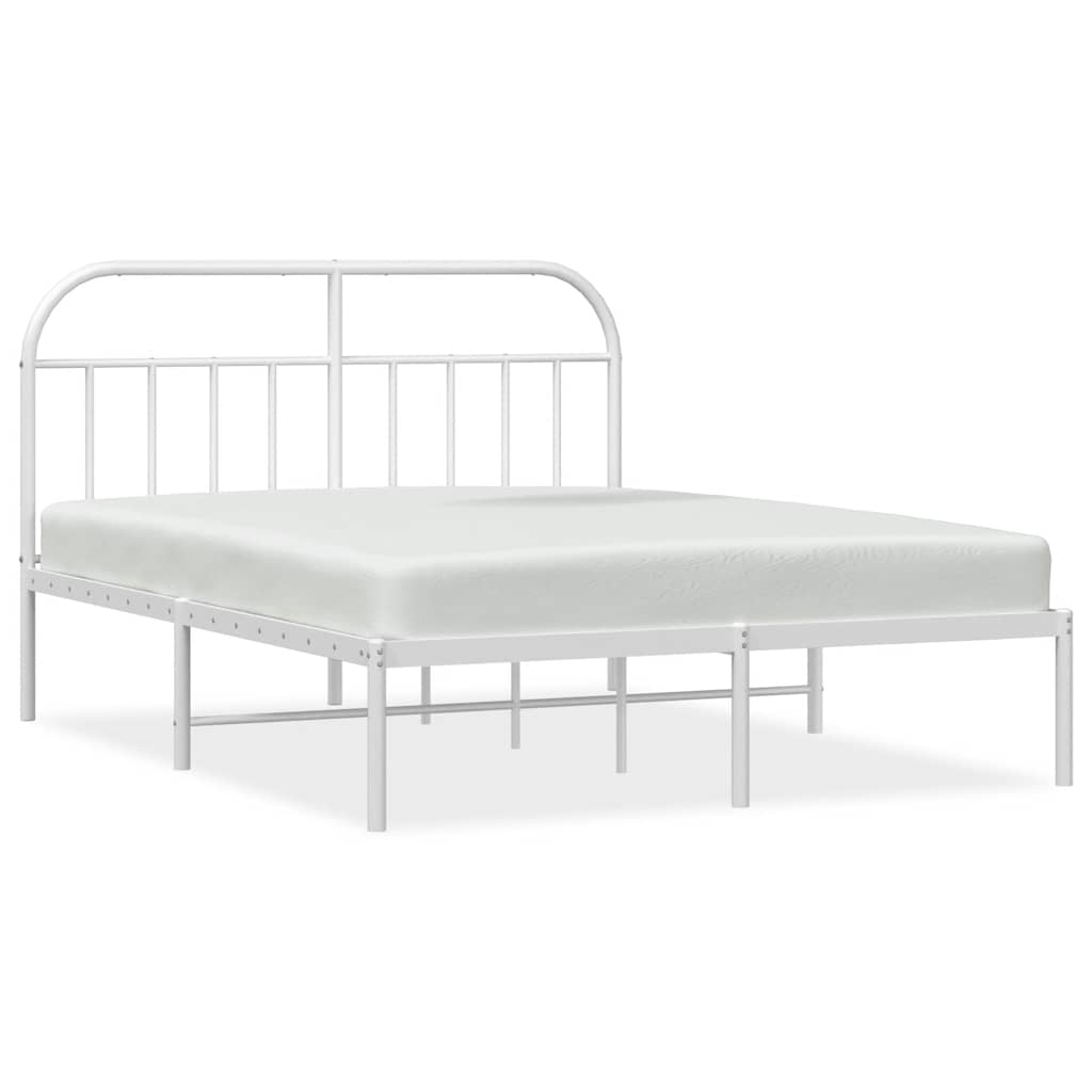 Bedframe Metaal 150 x 200 cm Wit met hoofdbord