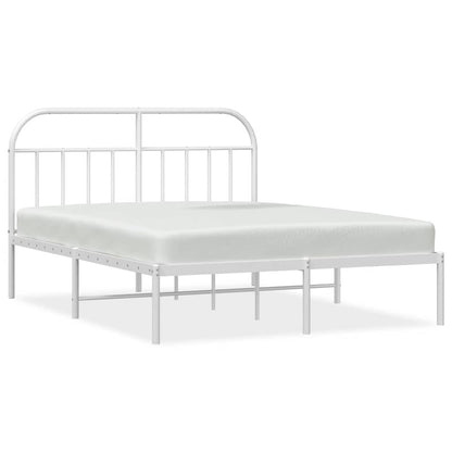 Bedframe Metaal 150 x 200 cm Wit met hoofdbord