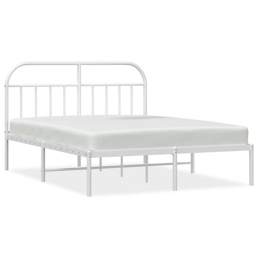 Bedframe Metaal 150 x 200 cm Wit met hoofdbord