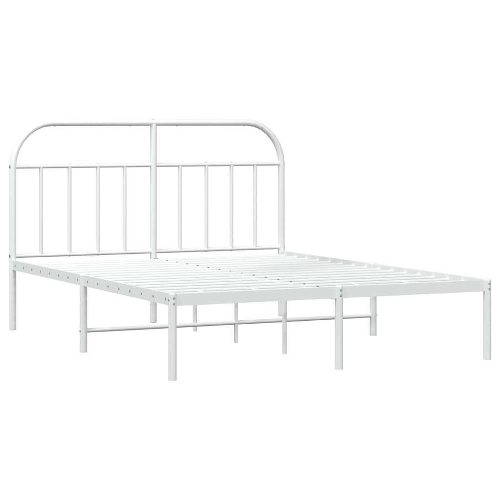 Bedframe Metaal 150 x 200 cm Wit met hoofdbord