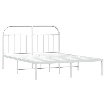 Bedframe Metaal 150 x 200 cm Wit met hoofdbord