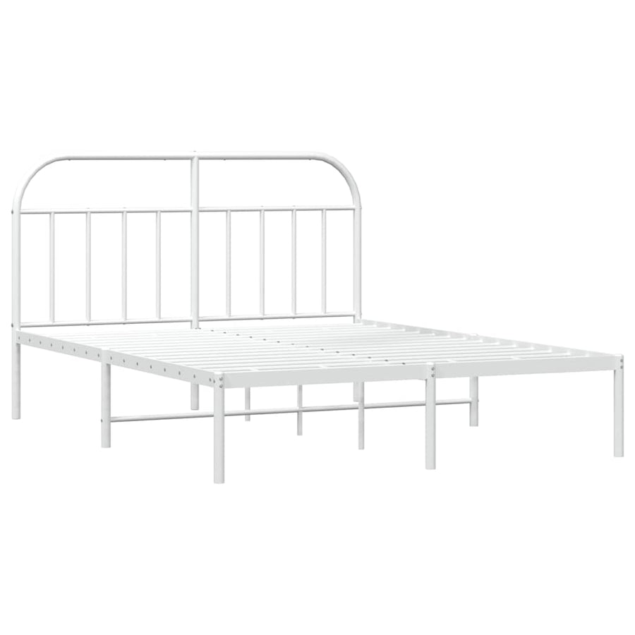 Bedframe Metaal 150 x 200 cm Wit met hoofdbord