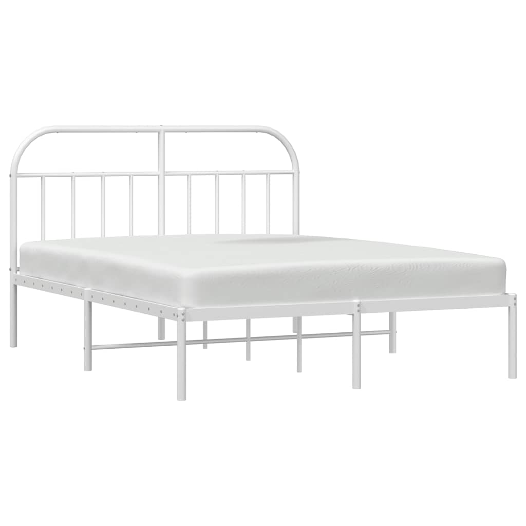 Bedframe Metaal 150 x 200 cm Wit met hoofdbord