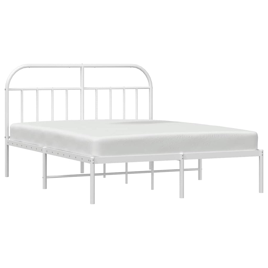 Bedframe Metaal 150 x 200 cm Wit met hoofdbord