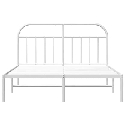 Bedframe Metaal 150 x 200 cm Wit met hoofdbord