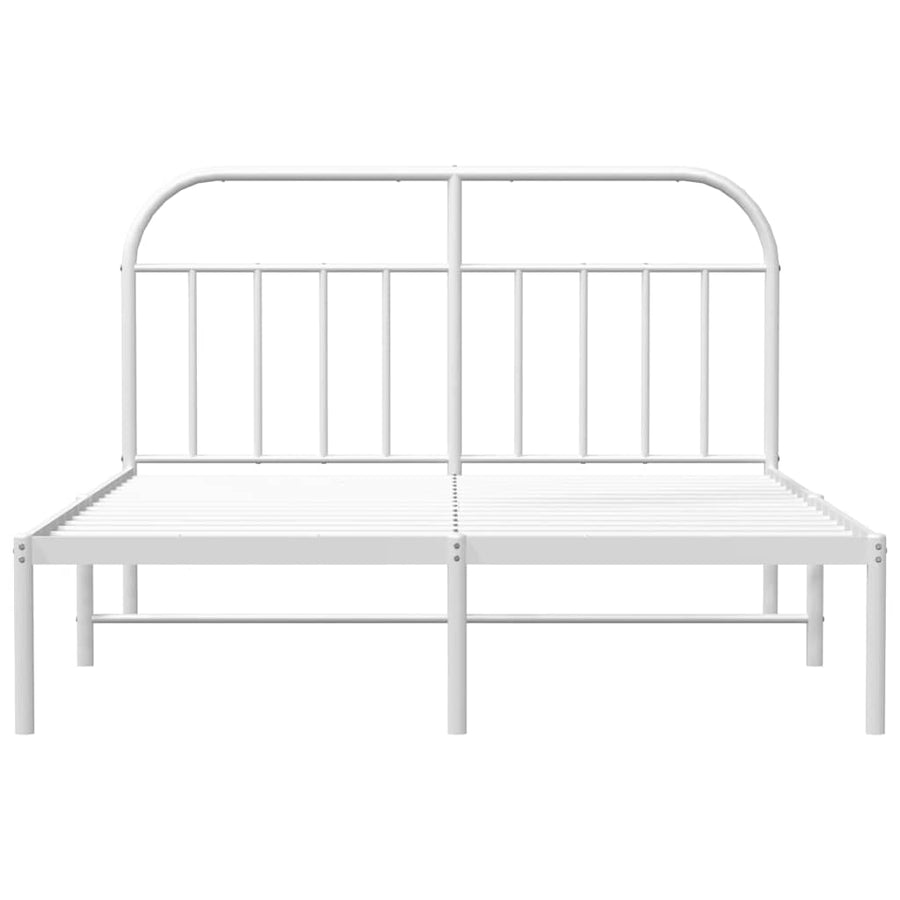 Bedframe Metaal 150 x 200 cm Wit met hoofdbord