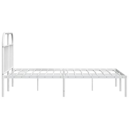 Bedframe Metaal 150 x 200 cm Wit met hoofdbord