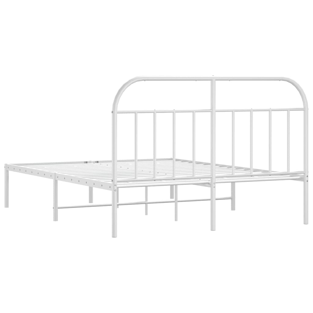 Bedframe Metaal 150 x 200 cm Wit met hoofdbord