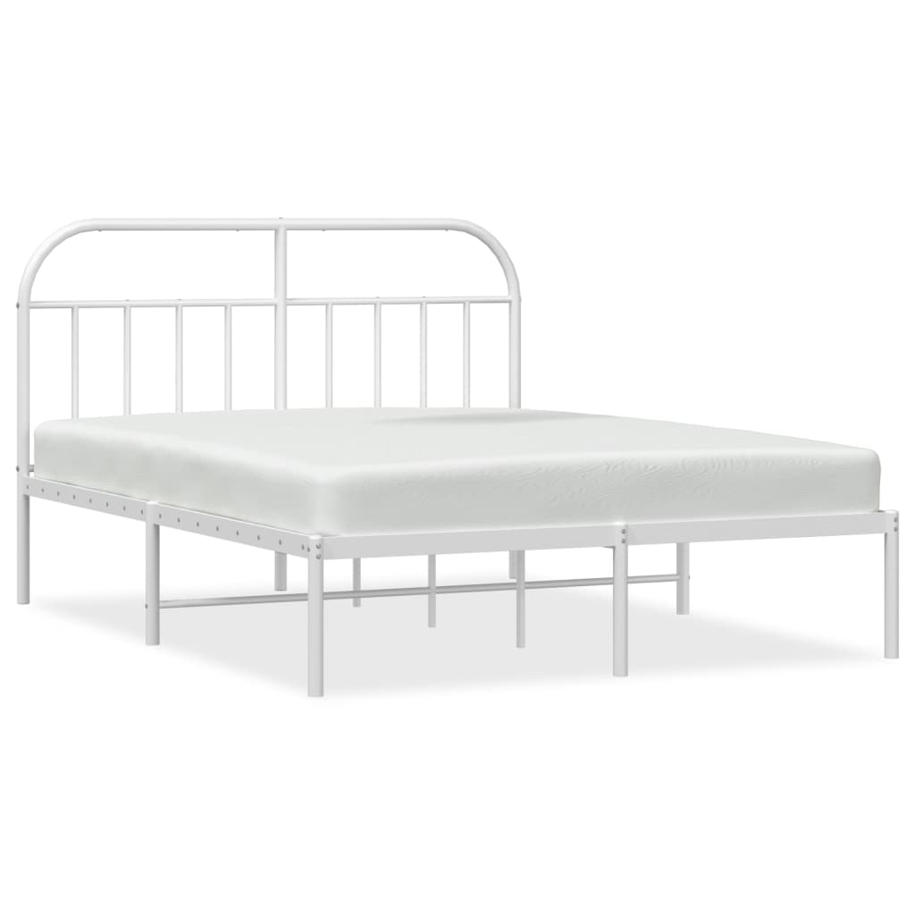 Bedframe Metaal 160 x 200 cm Wit met hoofdbord