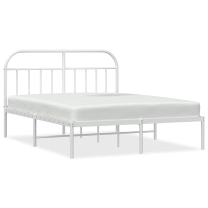 Bedframe Metaal 160 x 200 cm Wit met hoofdbord