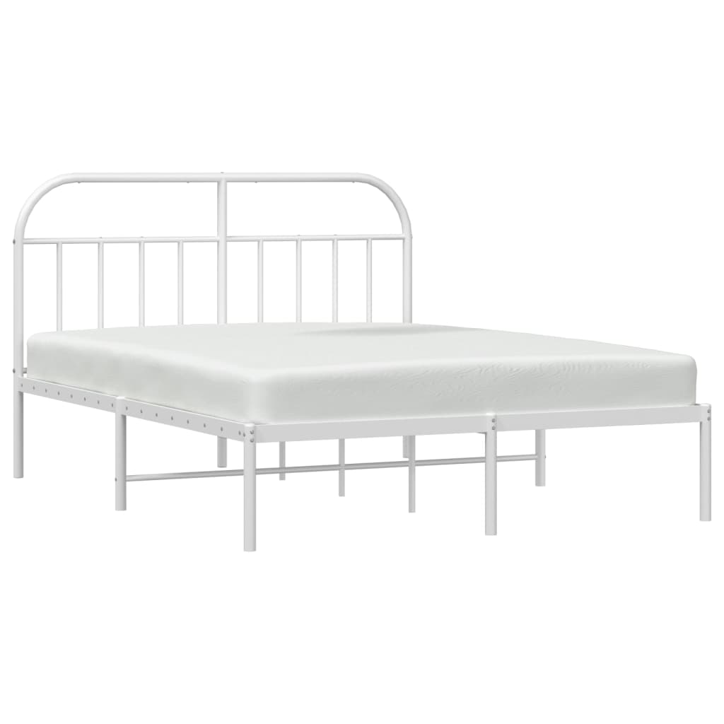 Bedframe Metaal 160 x 200 cm Wit met hoofdbord