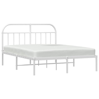 Bedframe Metaal 160 x 200 cm Wit met hoofdbord
