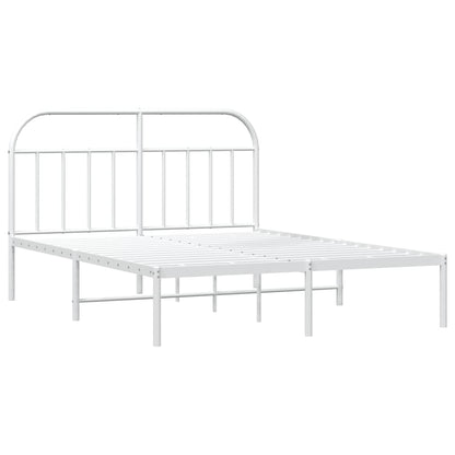 Bedframe Metaal 160 x 200 cm Wit met hoofdbord
