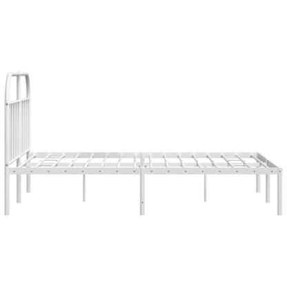 Bedframe Metaal 160 x 200 cm Wit met hoofdbord