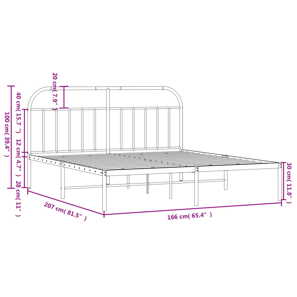 Bedframe Metaal 160 x 200 cm Wit met hoofdbord