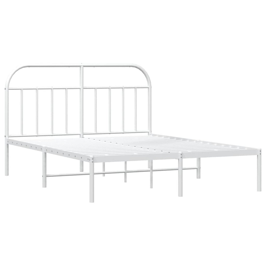 Bedframe Metaal 180 x 200 cm Wit met hoofdbord