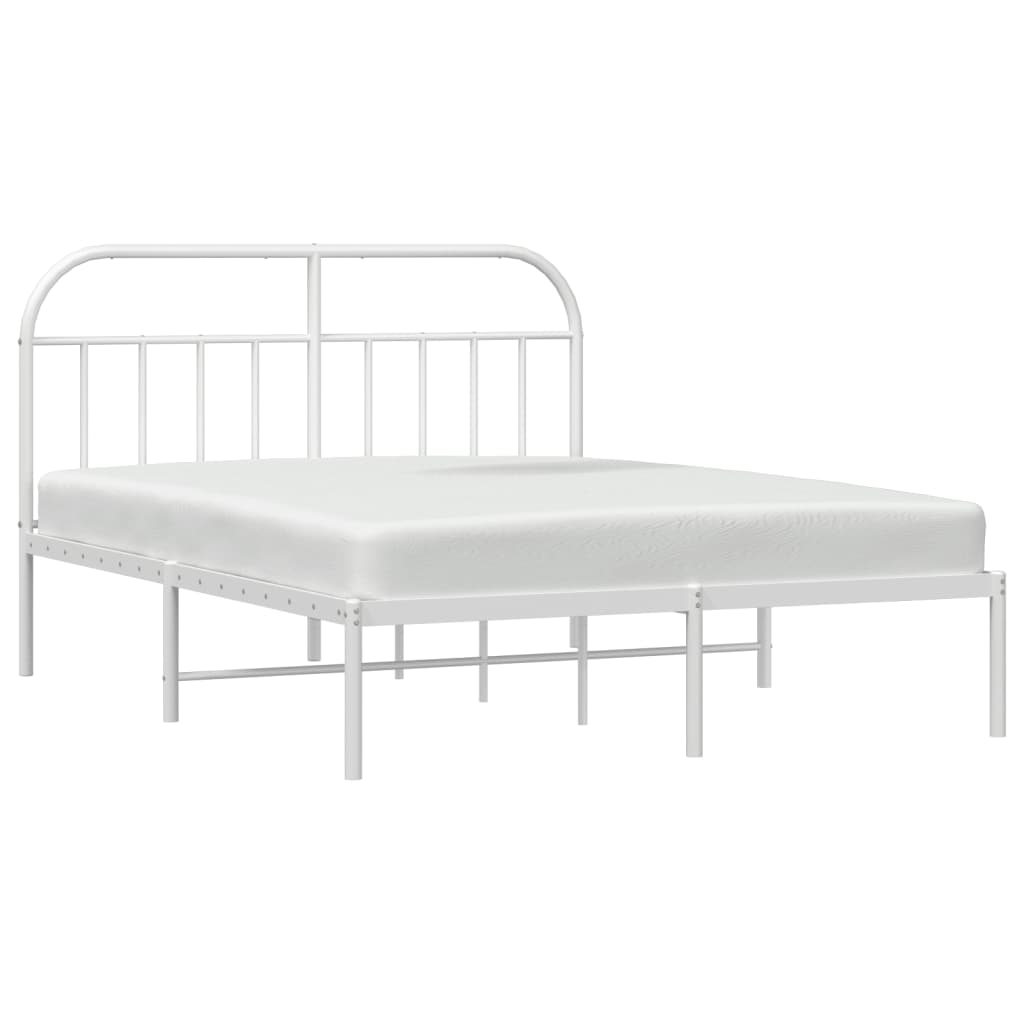 Bedframe Metaal 180 x 200 cm Wit met hoofdbord