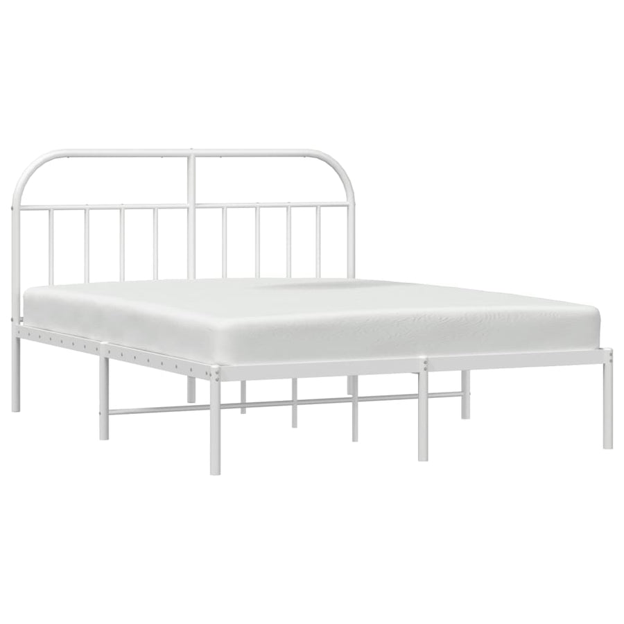 Bedframe Metaal 180 x 200 cm Wit met hoofdbord