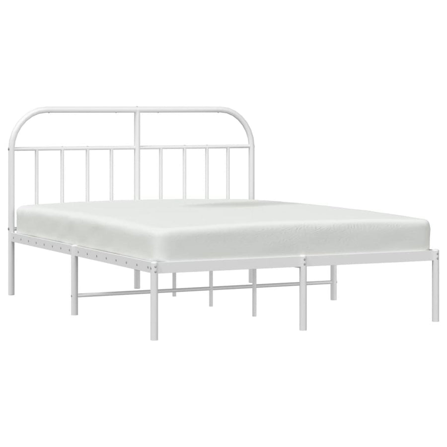 Bedframe Metaal 183 x 213 cm Wit met hoofdbord