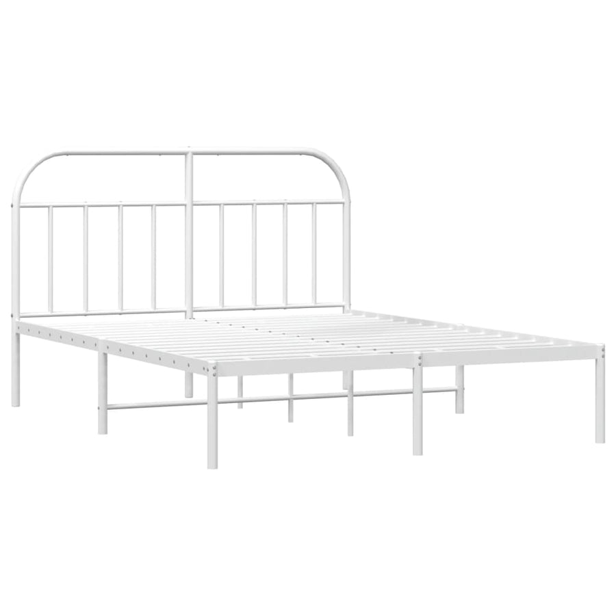 Bedframe Metaal 183 x 213 cm Wit met hoofdbord