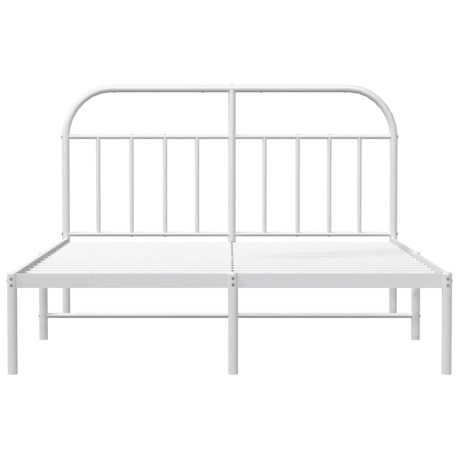 Bedframe Metaal 183 x 213 cm Wit met hoofdbord