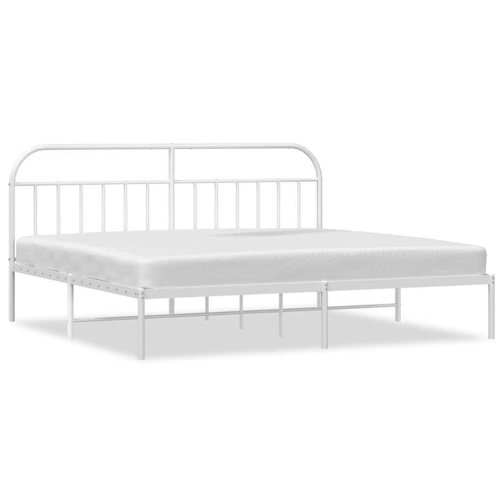 Bedframe Metaal 193 x 203 cm Wit met hoofdbord